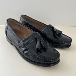 Bass Weejuns Dress Shoes Loafers Jeremy Tassels Black Leather Oxford Mens 9.5 D
